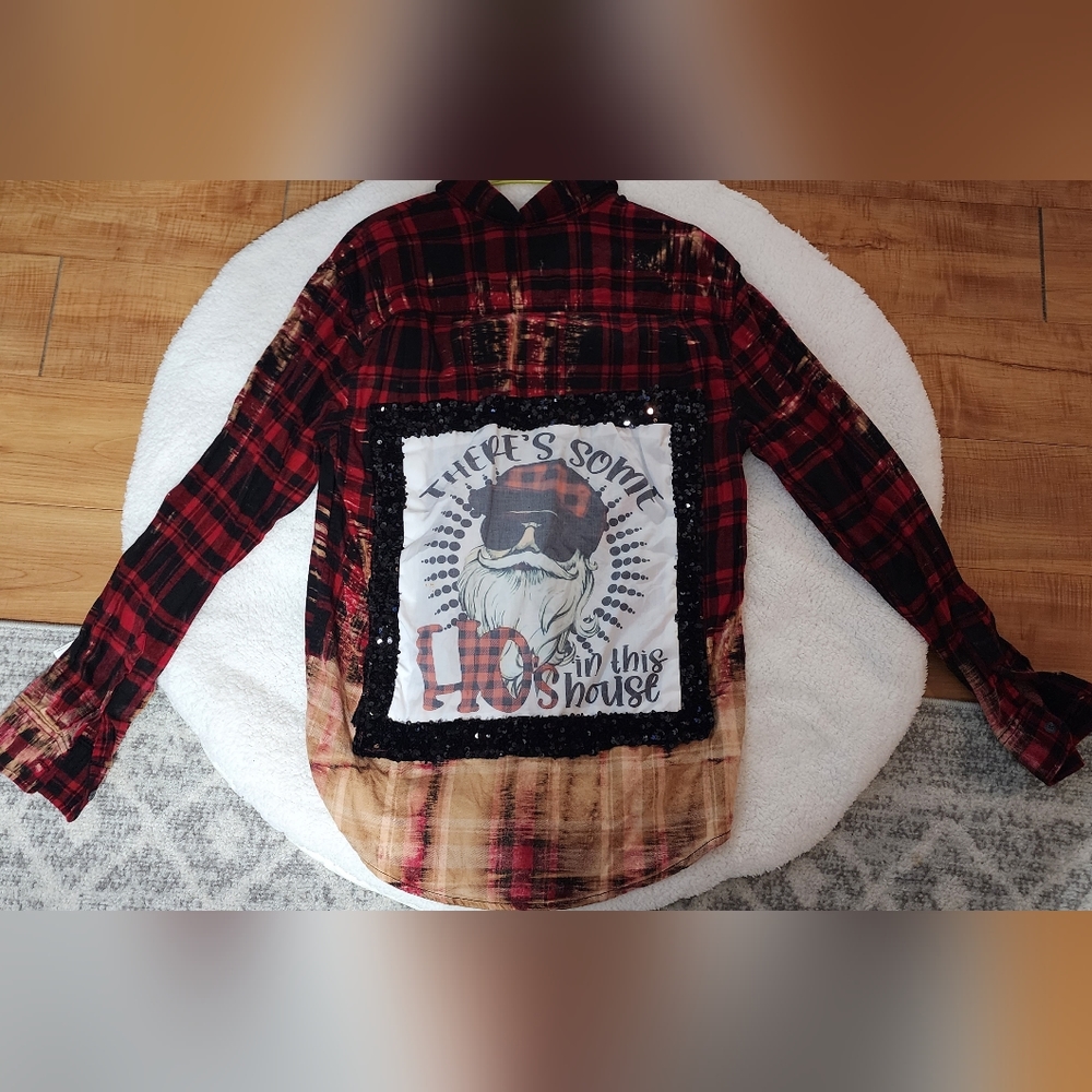 Personalized Bleached Christmas Flannel